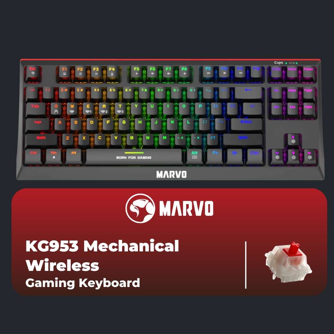 Marvo KG953W Wireless / BT Red Switch 80% Mechanical Keyboard - Keyboard