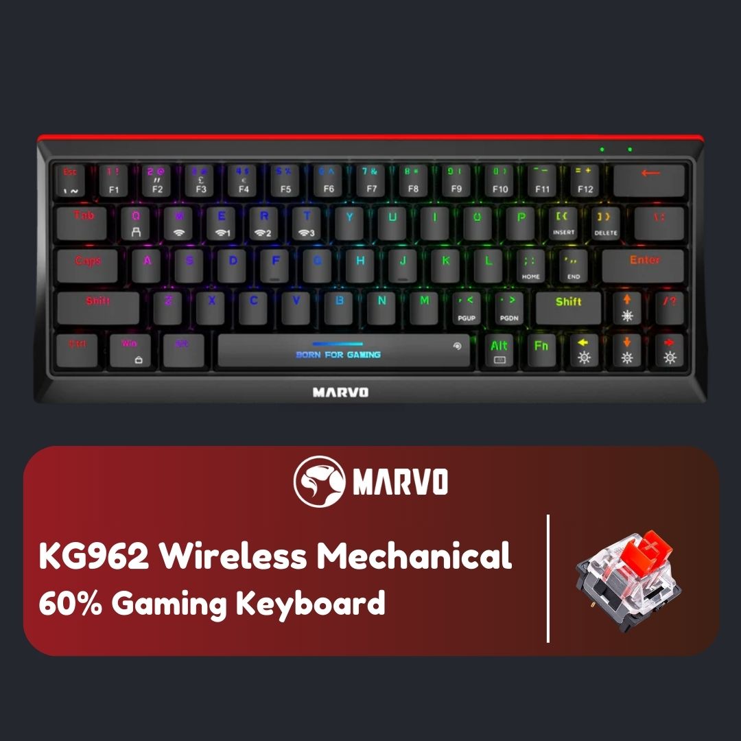 Marvo KG962W Red Switch 60% Wireless Gaming Keyboard