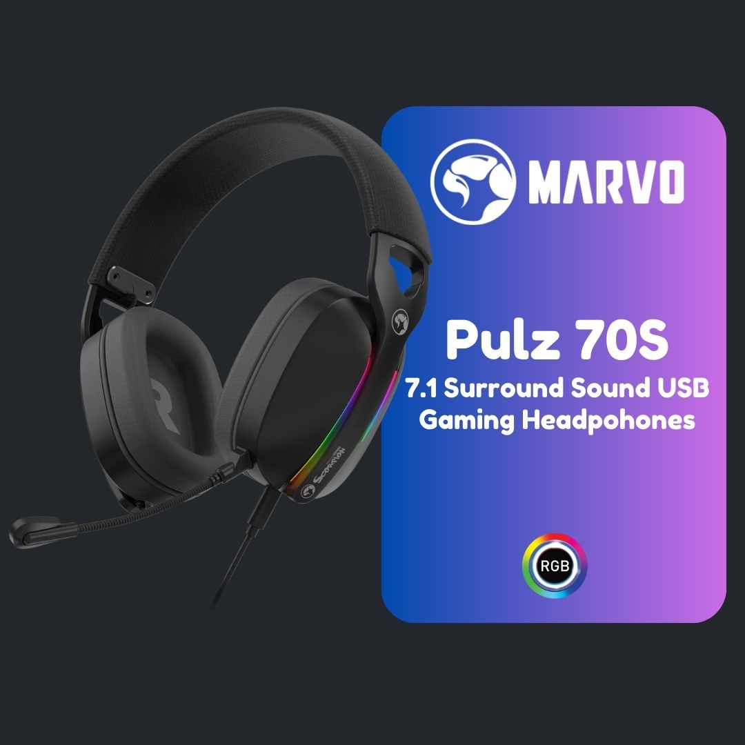 Marvo Pulz 70S 7.1 Surround USB Gaming Headphones - Headset
