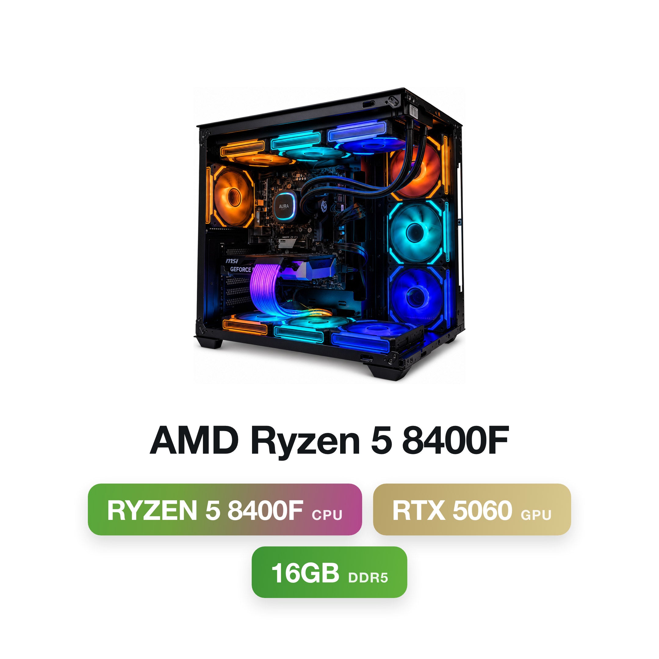 AMD Ryzen 5 8400F, 16GB RAM DDR5, RTX 5060 8GB Gaming PC