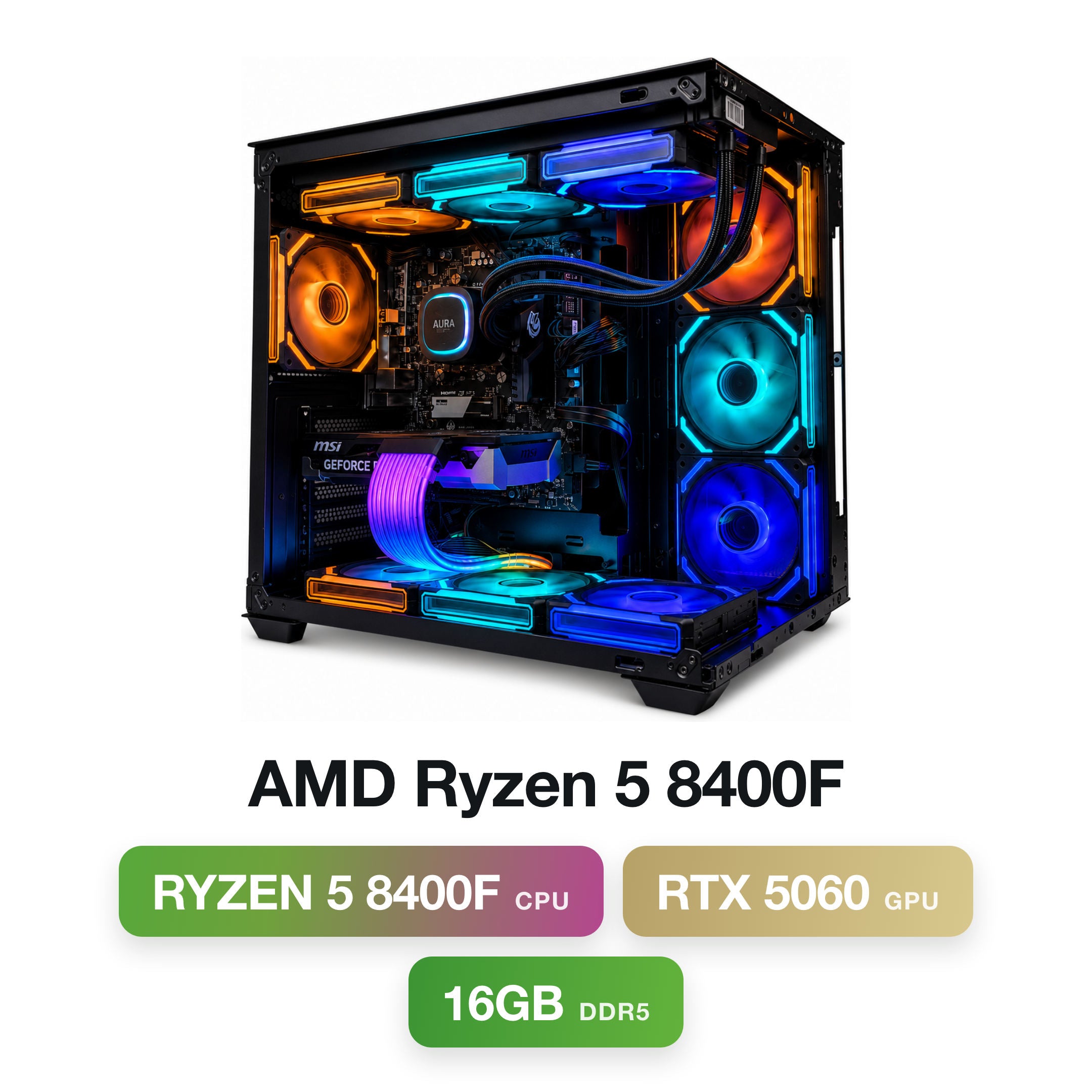 AMD Ryzen 5 8400F, 16GB RAM DDR5, RTX 5060 8GB Gaming PC