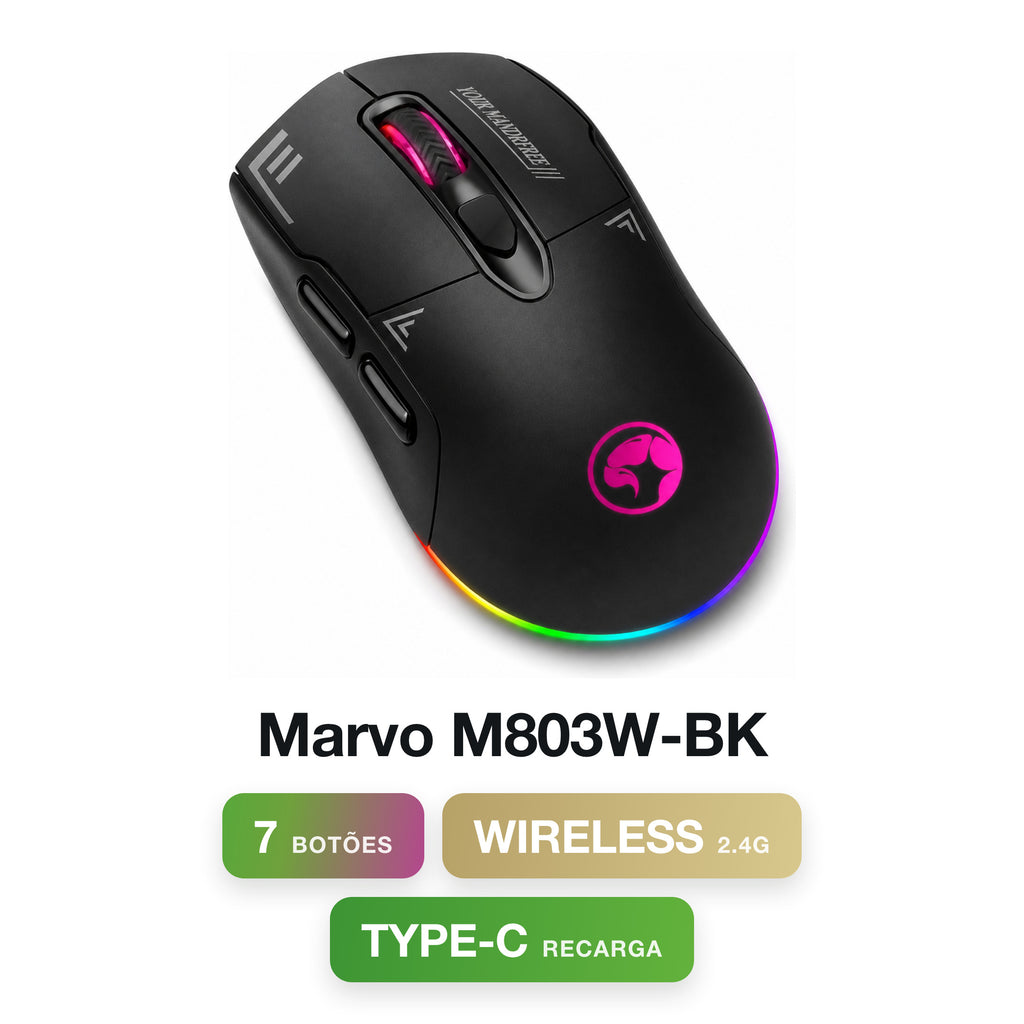 Marvo M803W-BK Wireless / Type C Gaming Mouse