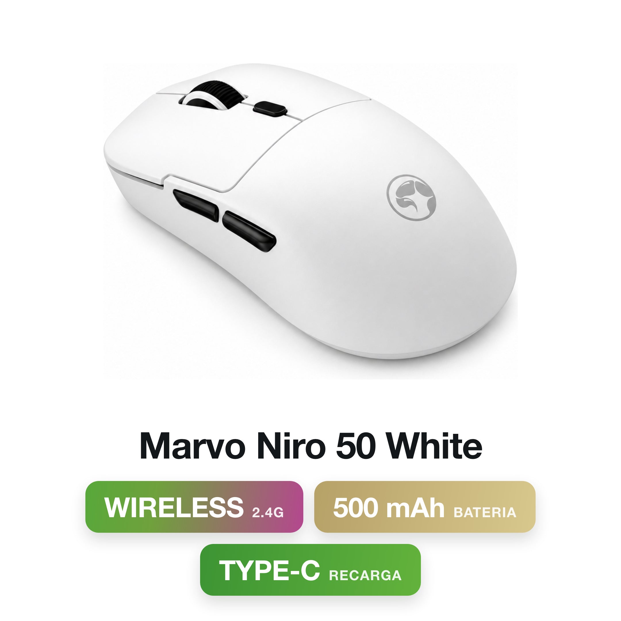 Marvo Niro 50 White Wireless / Type C Gaming Mouse