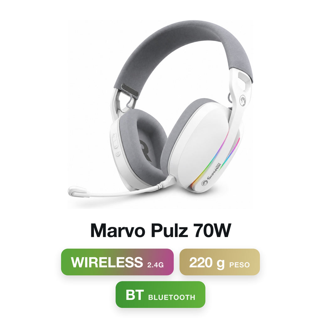 Marvo Pulz 70W WH Wireless / Bluetooth / Type-c / USB Gaming Headset
